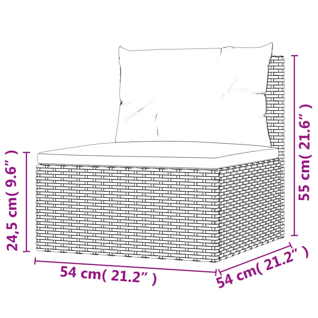 vidaXL 7-delige Loungeset met kussens poly rattan zwart