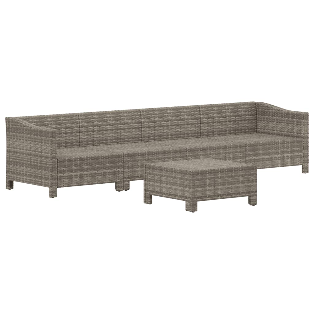 vidaXL 5-delige Loungeset met kussens poly rattan grijs