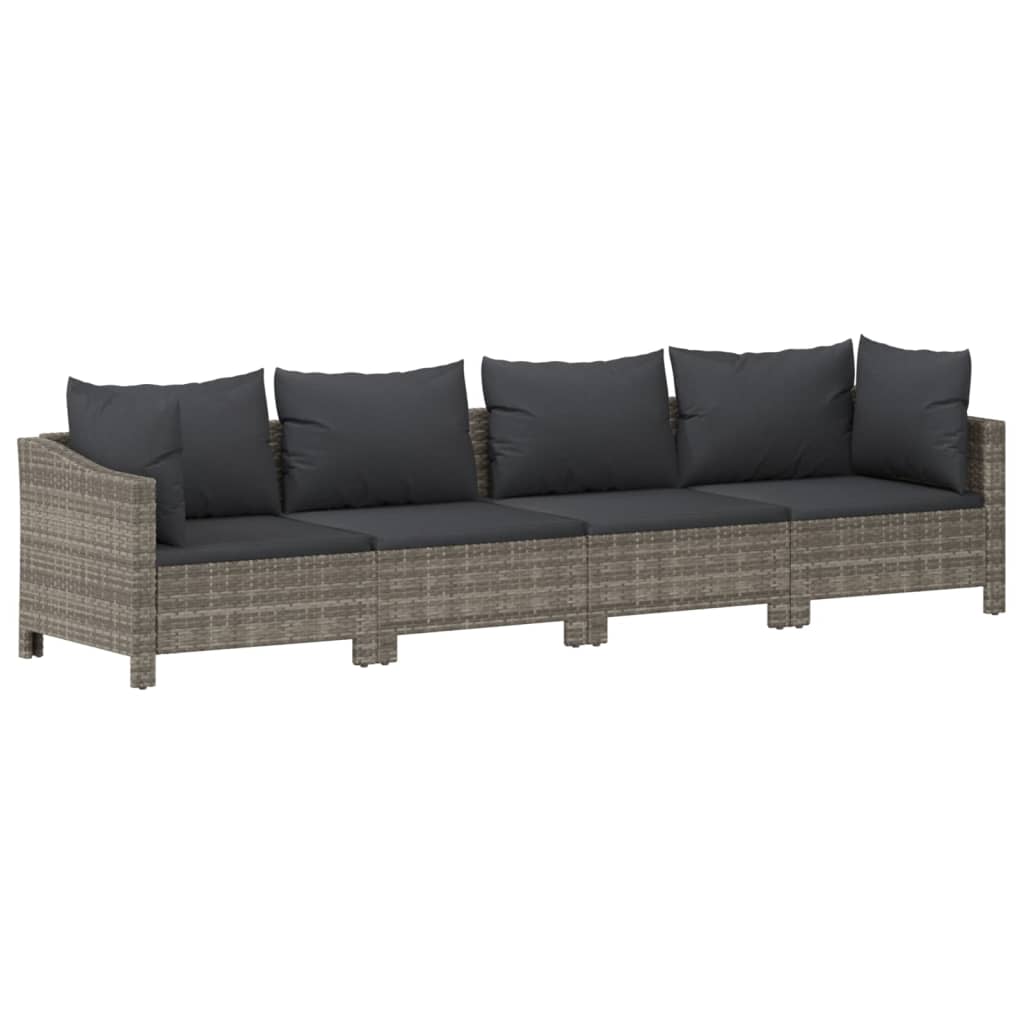 vidaXL 5-delige Loungeset met kussens poly rattan grijs