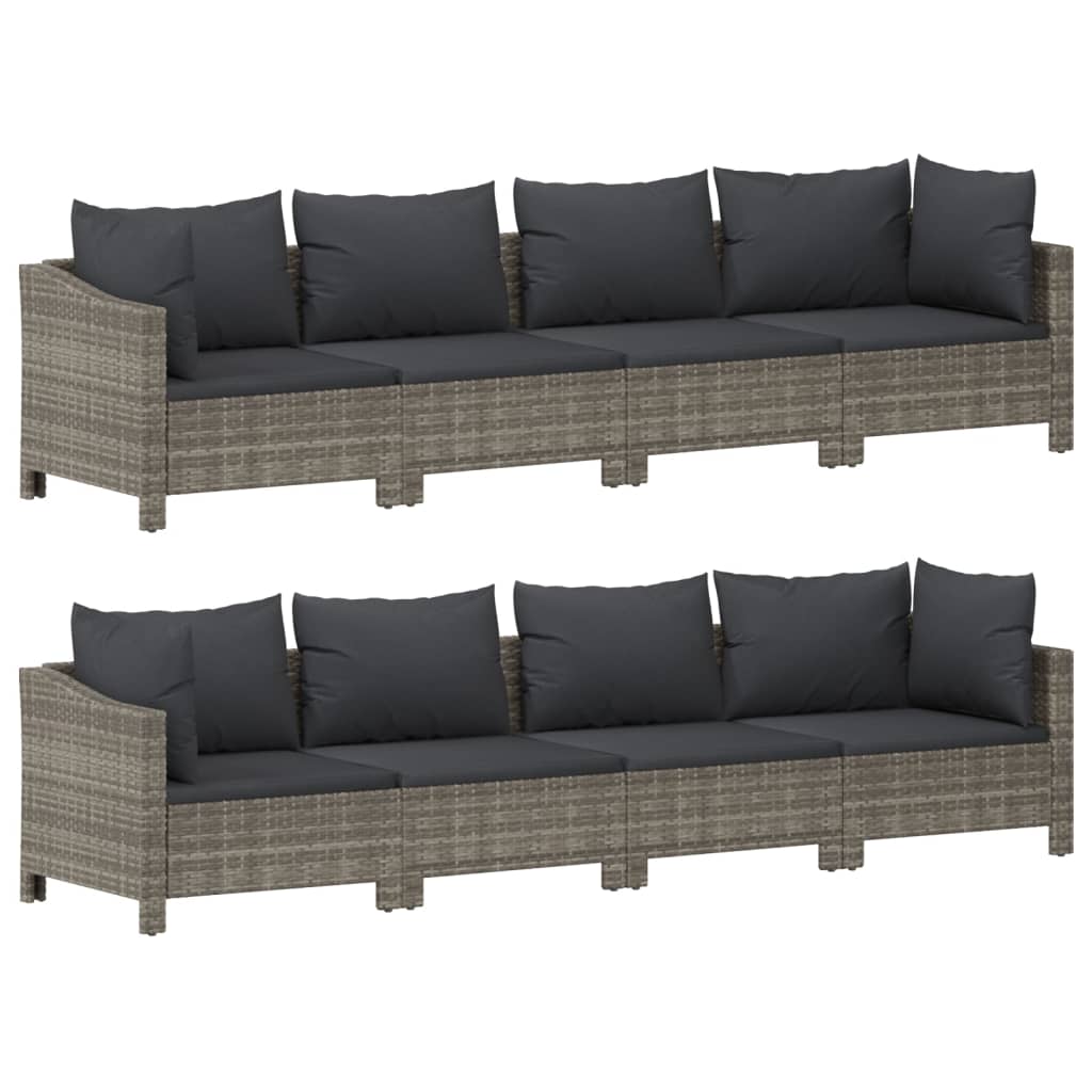 vidaXL 9-delige Loungeset met kussens poly rattan grijs