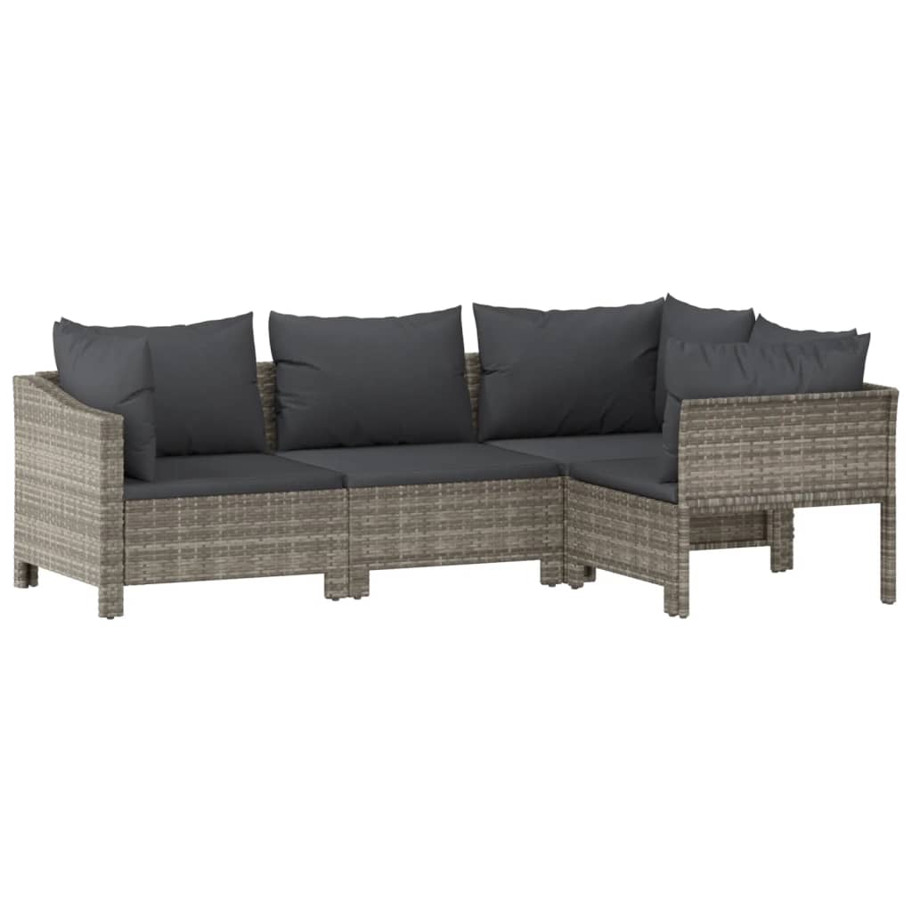 vidaXL 7-delige Loungeset met kussens poly rattan grijs