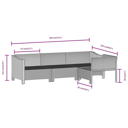 vidaXL 7-delige Loungeset met kussens poly rattan grijs