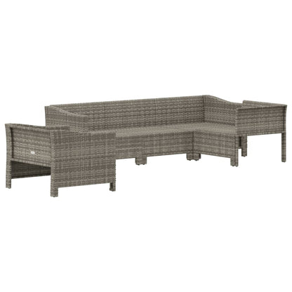 vidaXL 5-delige Loungeset met kussens poly rattan grijs