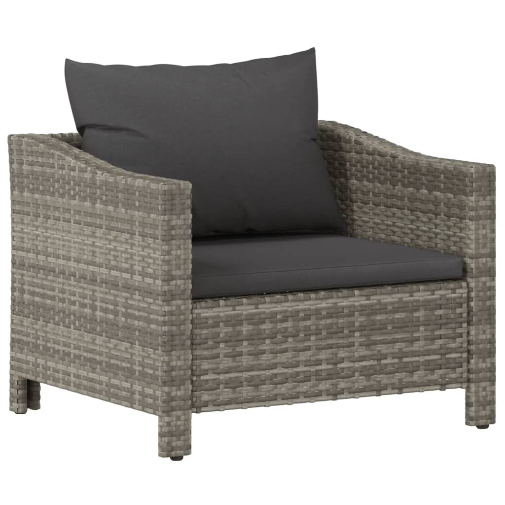 vidaXL 5-delige Loungeset met kussens poly rattan grijs