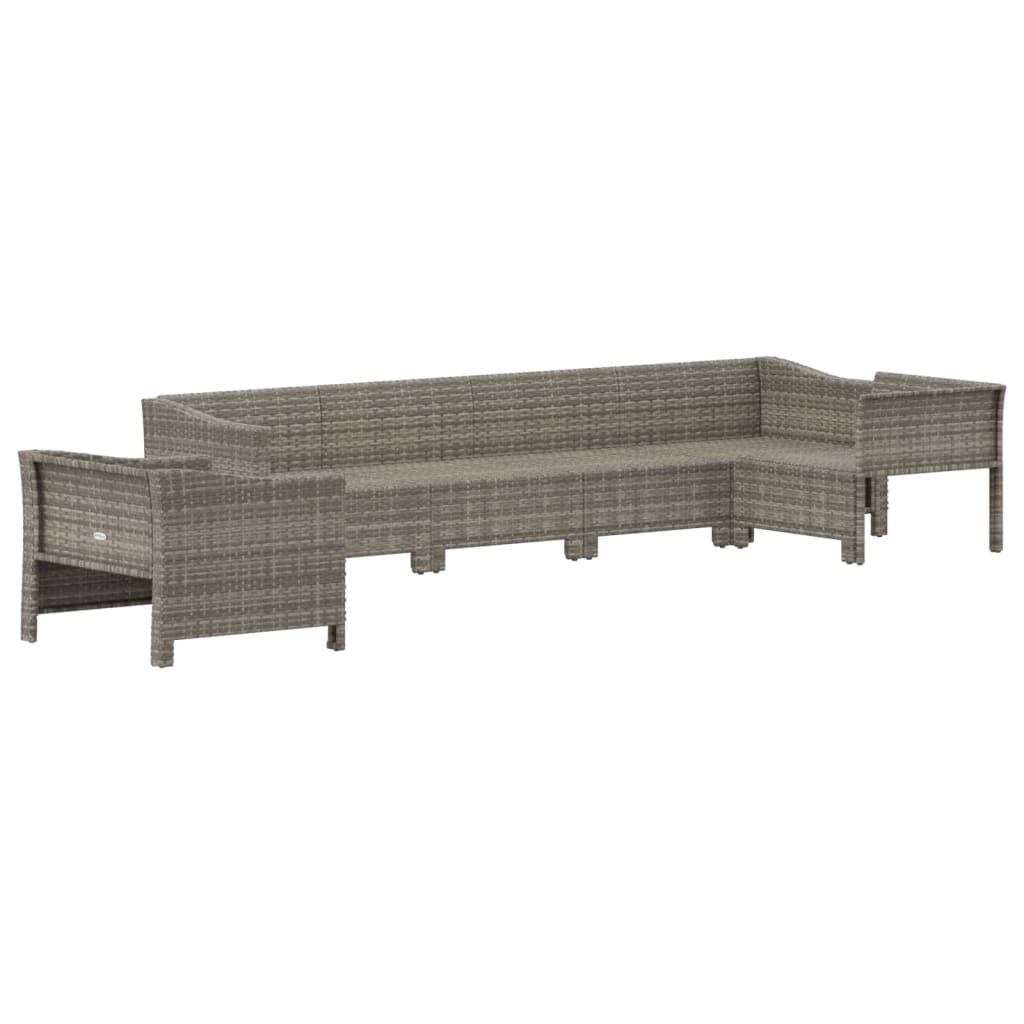 vidaXL 6-delige Loungeset met kussens poly rattan grijs