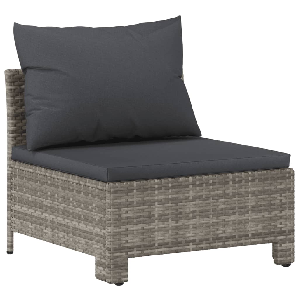 vidaXL 6-delige Loungeset met kussens poly rattan grijs