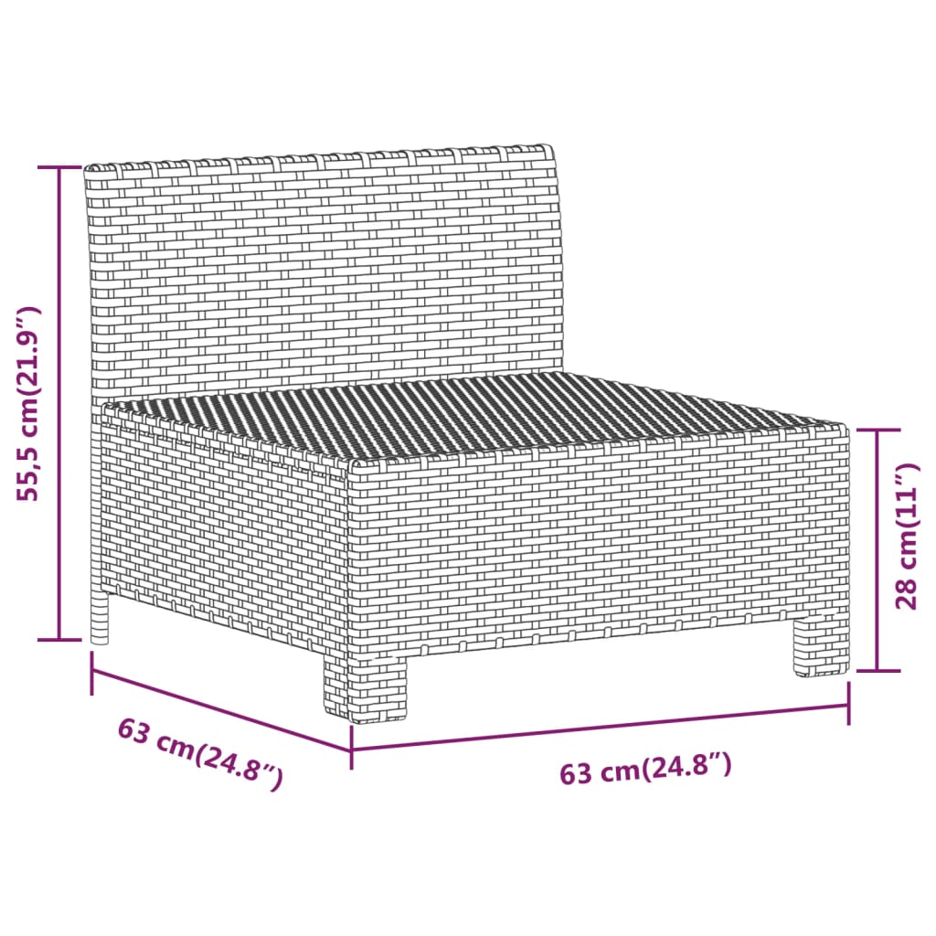 vidaXL 6-delige Loungeset met kussens poly rattan grijs