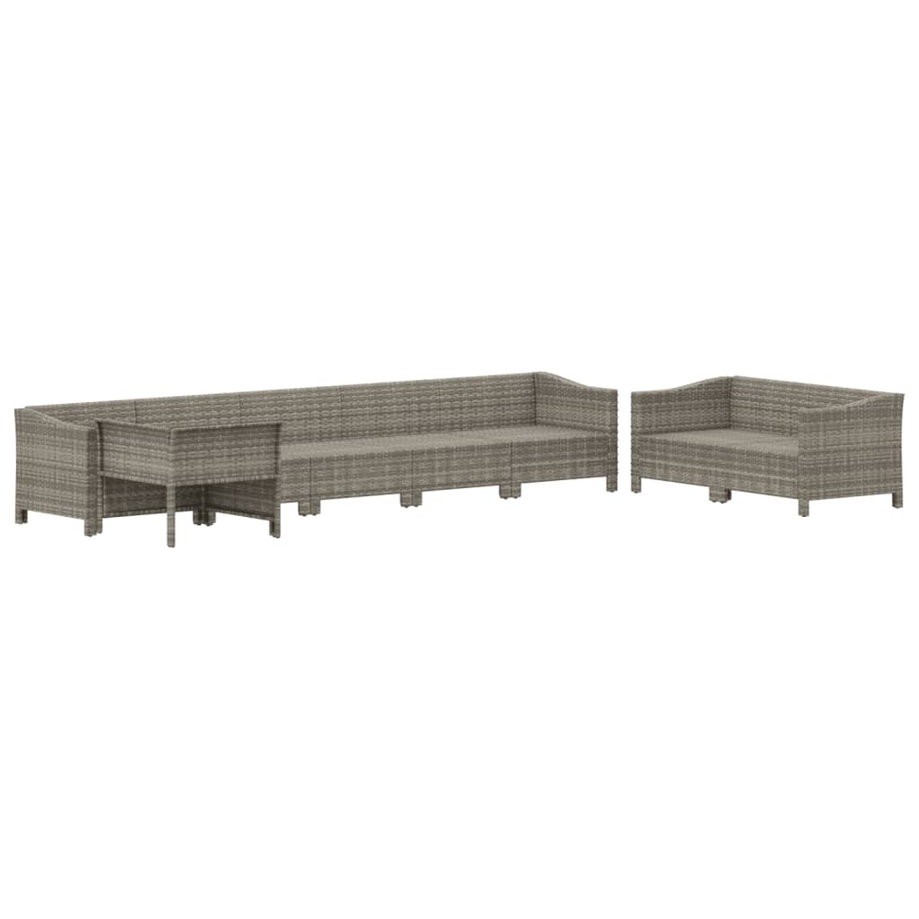 vidaXL 8-delige Loungeset met kussens poly rattan grijs