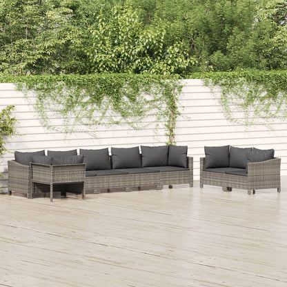 vidaXL 8-delige Loungeset met kussens poly rattan grijs