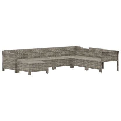 vidaXL 7-delige Loungeset met kussens poly rattan grijs