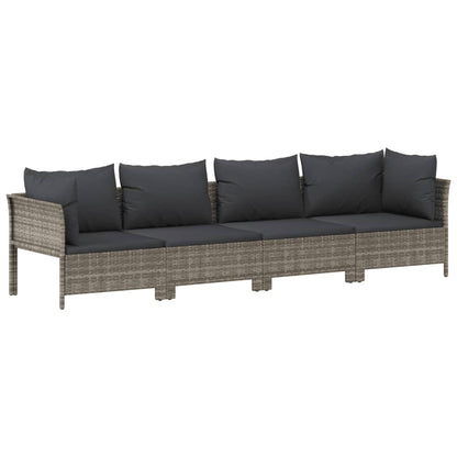 vidaXL 11-delige Loungeset met kussens poly rattan grijs