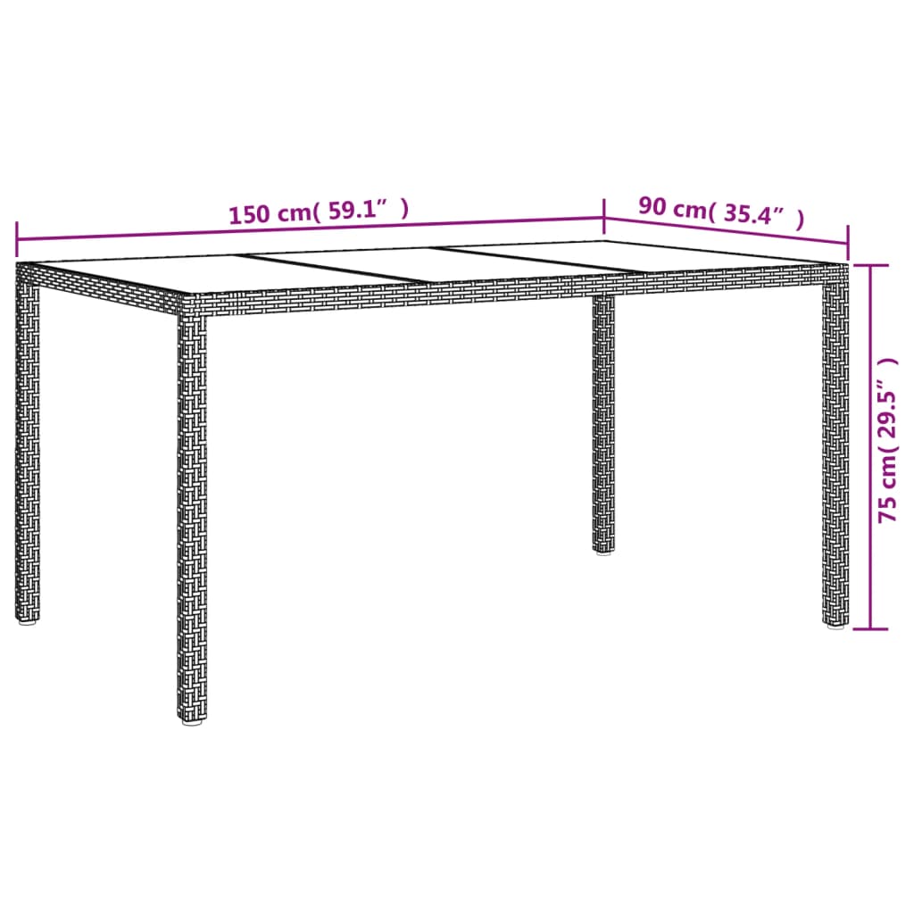 vidaXL 5-delige Tuinset met kussens poly rattan zwart