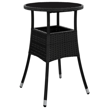 vidaXL 5-delige Bistroset met kussens poly rattan zwart