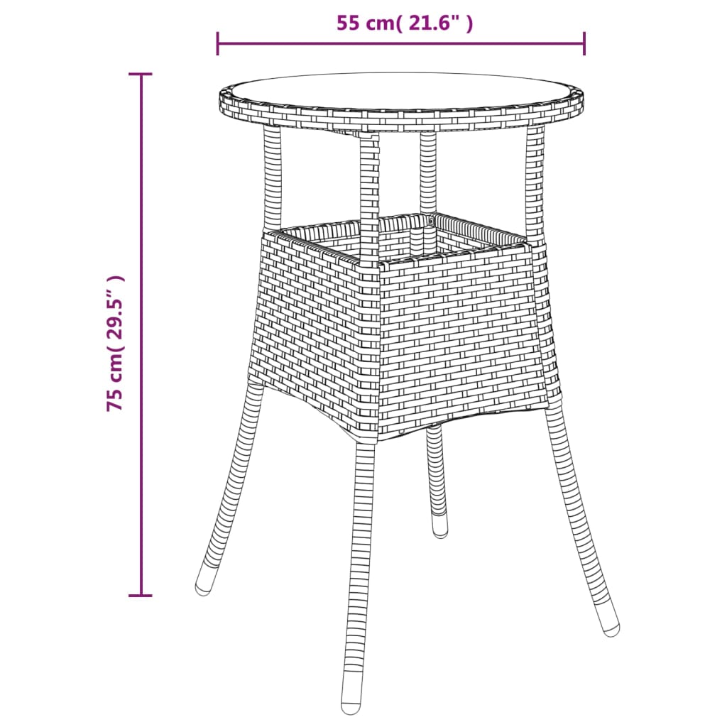 vidaXL 5-delige Bistroset met kussens poly rattan zwart