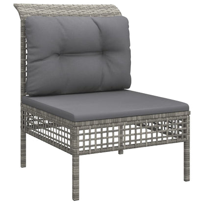 vidaXL 3-delige Loungeset met kussens poly rattan grijs