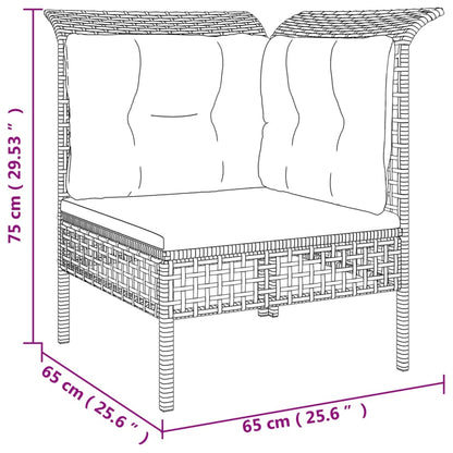 vidaXL 3-delige Loungeset met kussens poly rattan grijs