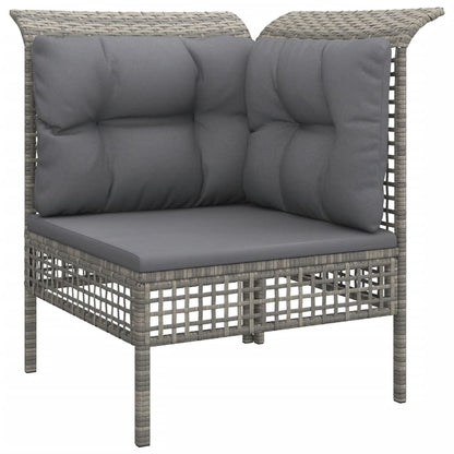 vidaXL 4-delige Loungeset met kussens poly rattan grijs