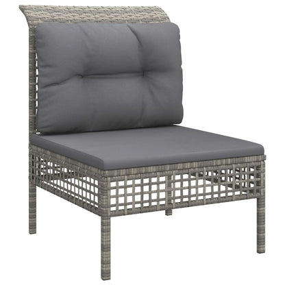 vidaXL 5-delige Loungeset met kussens poly rattan grijs