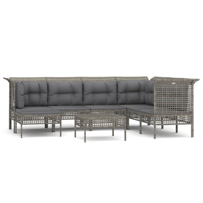 vidaXL 8-delige Loungeset met kussens poly rattan grijs