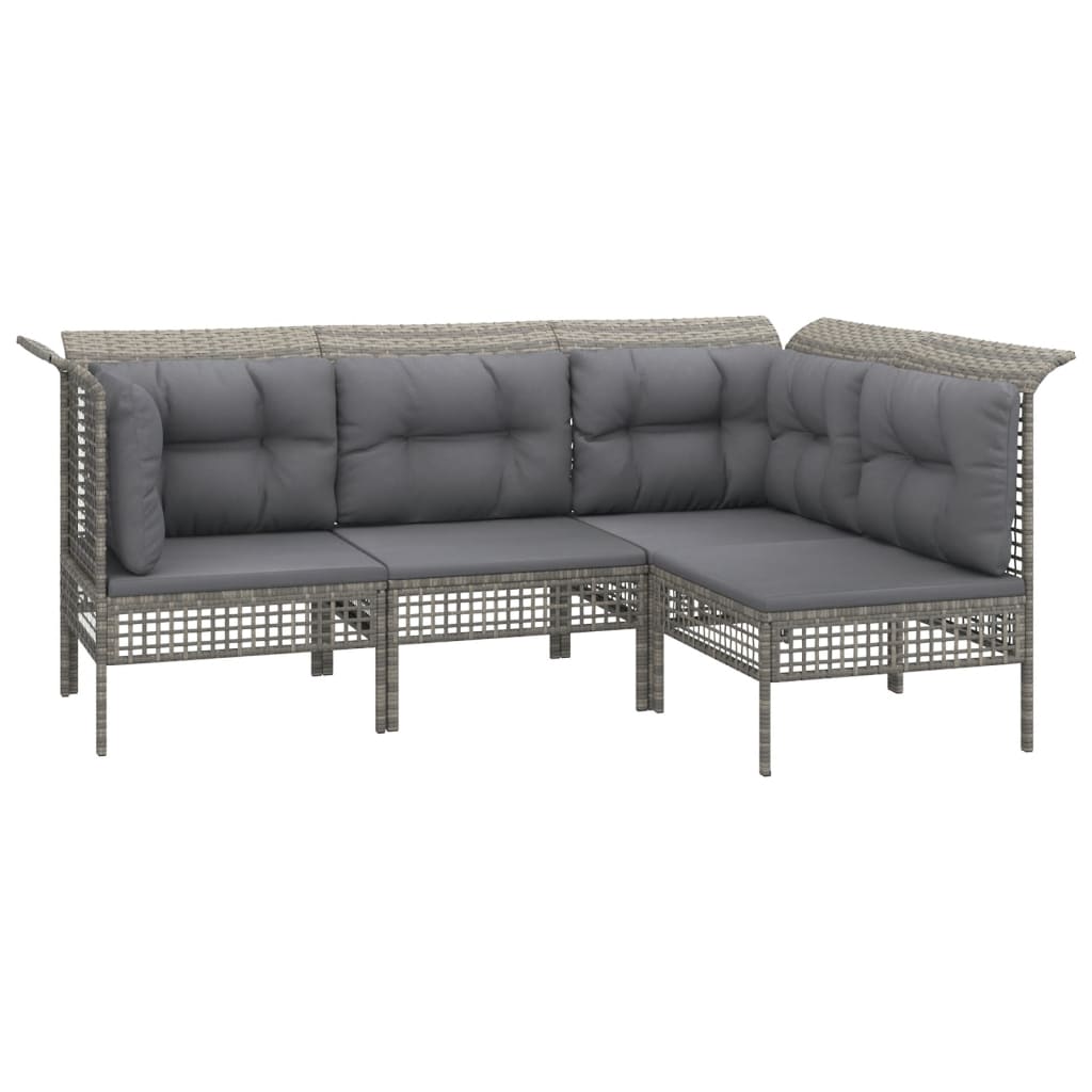 vidaXL 8-delige Loungeset met kussens poly rattan grijs