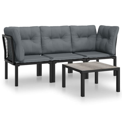 vidaXL 4-delige Loungeset poly rattan zwart en grijs