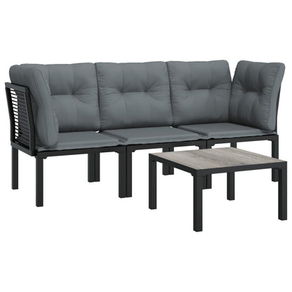 vidaXL 4-delige Loungeset poly rattan zwart en grijs