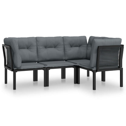 vidaXL 4-delige Loungeset poly rattan zwart en grijs