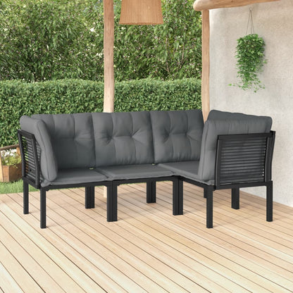 vidaXL 4-delige Loungeset poly rattan zwart en grijs