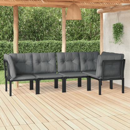 vidaXL 5-delige Loungeset poly rattan zwart en grijs