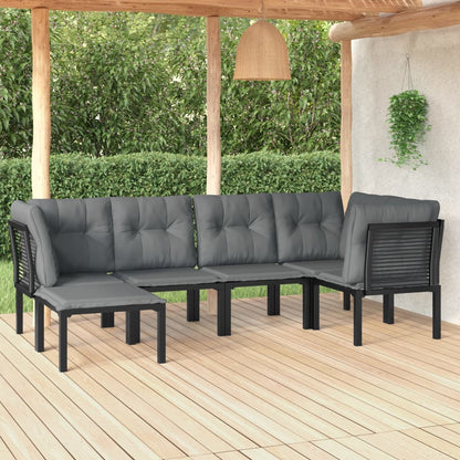 vidaXL 6-delige Loungeset poly rattan zwart en grijs