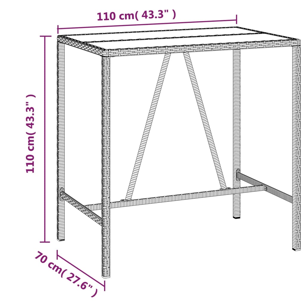 vidaXL 5-delige Tuinbarset poly rattan en massief acaciahout grijs