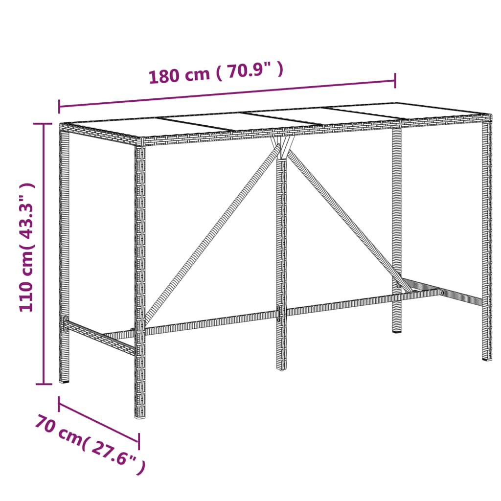 vidaXL 11-delige Tuinbarset poly rattan en massief acaciahout zwart