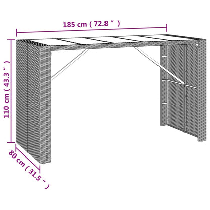 vidaXL 9-delige Tuinbarset poly rattan en massief acaciahout grijs