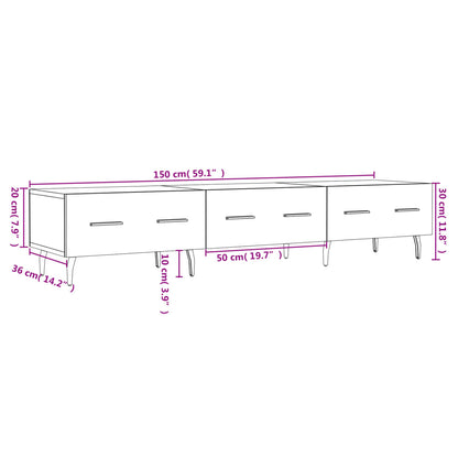 vidaXL Tv-meubel 150x36x30 cm bewerkt hout sonoma eikenkleurig