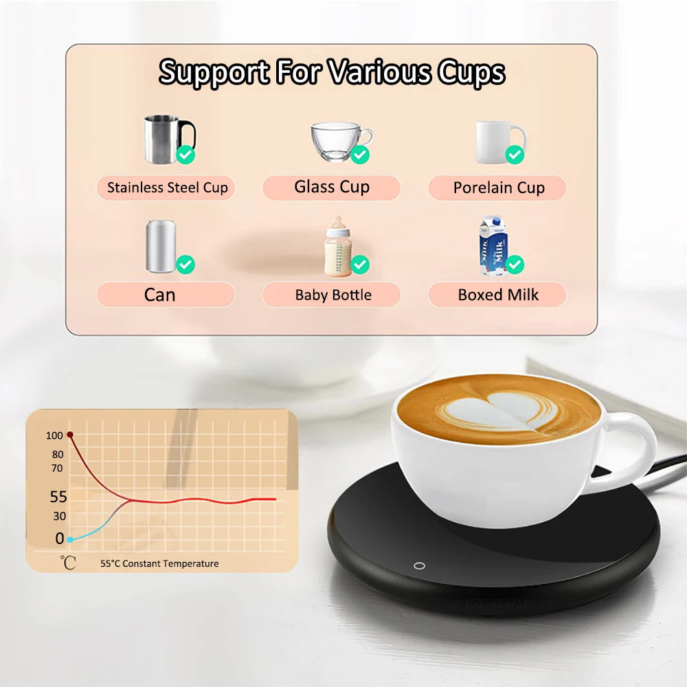 Coffee Cup Heater Mug Warmer USB Heating Pad Electric Milk Tea Water Thermostatic Coasters Cup Warmer for Home Office Desk DC 5V